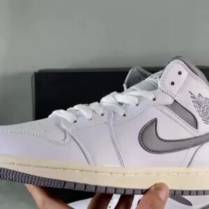 Air Jordan 1 Mid SE Craft White and Phantom' material splicing Zhongbang Retro White Gray 6