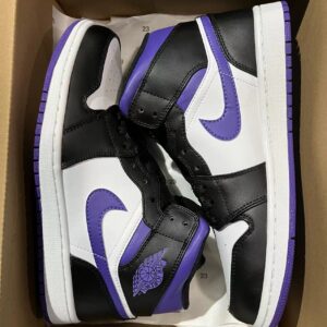Air Jordan 1 Mid(GS) Black and White Powder 6