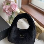 Furry pillow bag adopts imported original material high-end quality gift bag invoice size 25x16  Black