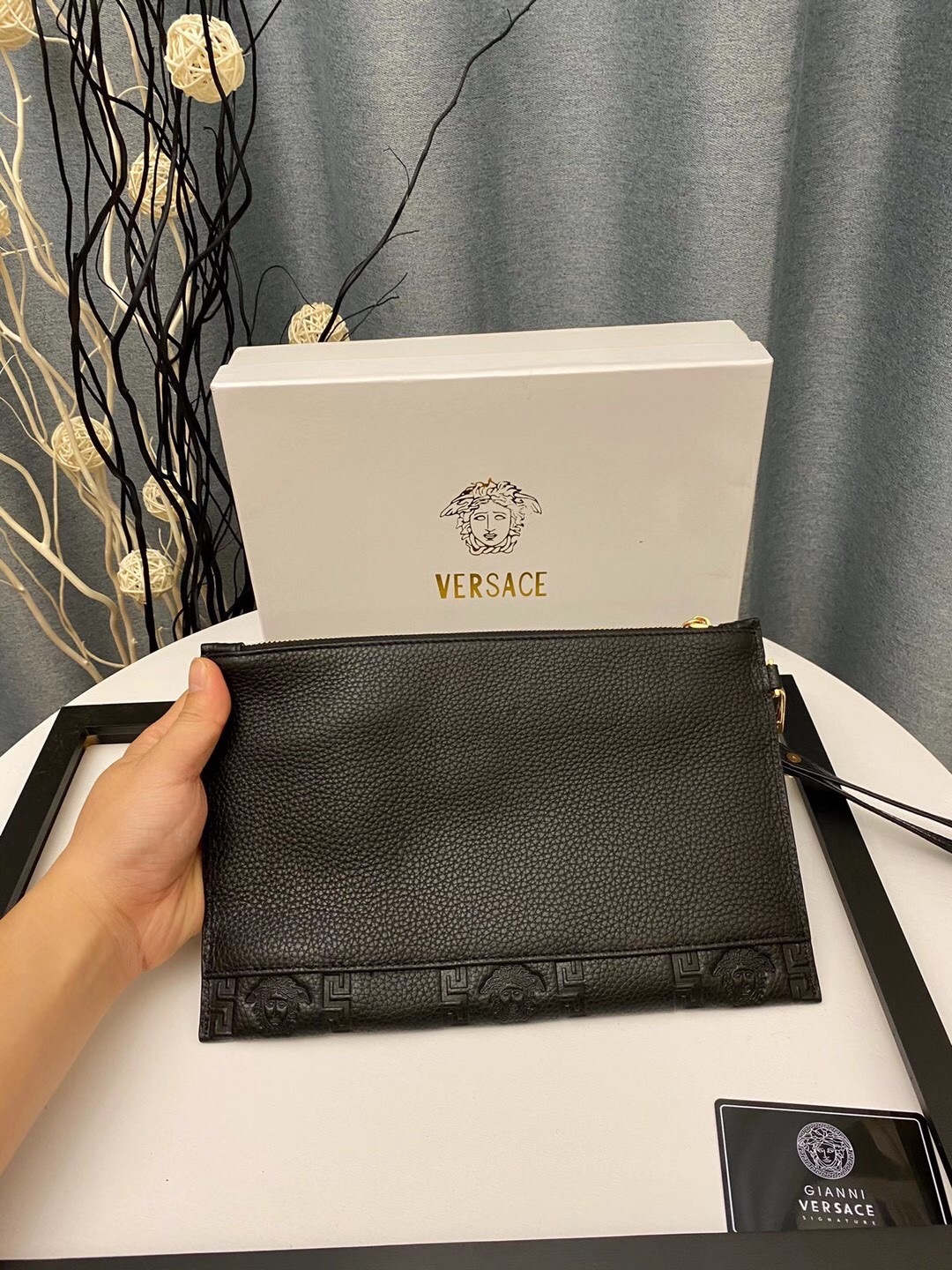 Men's specialty clutch adopts imported original cowhide high-end quality gift bag invoice size 28x18x3 DD15014504