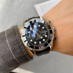 Omega Seamaster Diver 300 M 42mm Black Wave Dial Leather strap