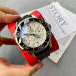 Omega Seamaster Diver 300 M 42mm White Wave Dial Leather strap