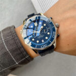 Omega Seamaster Diver 300 M 42mm Blue Wave Dial Leather strap