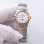 Omega constellation manhattan diamond dial ladies steel and 18k sedna gold watch 131.20.28.60.52.001