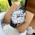 Omega Seamaster Aqua Terra Mens Watch Stainless Automatic 41mm White- leather strap
