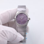 OMEGA Constellation Steel on Steel Purple Dial Watch, 28mm