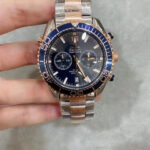 Omega Seamaster Planet Ocean 600M Chronograph Gold On Steel Blue Dial Exact 1:1 Super Clone 9900 Swiss Movement Replica Watch