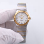 Omega Mother of Pearl 18K Rose Gold & Stainless Steel Diamond Constellation 123.20.24.60.55.001 Women's Wristwatch 24 mm