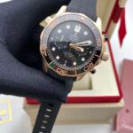 OMEGA SEAMASTER DIVER 300m 44mm HALF-GOLD IN ROSE GOLD RUBBER STRAP BLUE CERAMIC WAVE DIAL 210.22.44.51.03.00