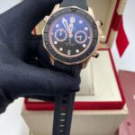 OMEGA SEAMASTER DIVER 300m 44mm HALF-GOLD IN BLACK RUBBER STRAP BLUE CERAMIC WAVE DIAL 210.22.44.51.03.00