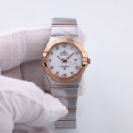 Omega Stainless Steel 18K Red Gold Diamond Mother of Pearl 27mm Constellation Automatic Watch
