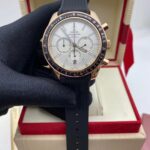 Omega Speedmaster Racing Co-Axial Chronometer White Dial Rose Gold -leather strap