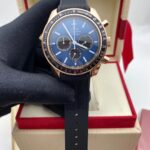Omega Speedmaster Racing Co-Axial Chronometer Blue Dial Rose Gold -leather strap