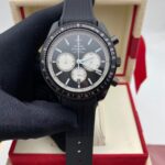 Omega Speedmaster Racing Co-Axial Chronometer White Black Dial -leather strap