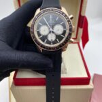 Omega Speedmaster Racing Co-Axial Chronometer Black Dial Rose Gold -leather strap