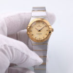 Omega Constellation Quartz Watch - 27 mm Steel And Yellow Gold Case - Sandy Champagne Dial