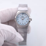 Omega  Constellation Brushed Chronometer 27mm Blue Women's Watch 123.15.27.20.57.001