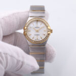 OMEGA Pre-owned White Diamond 18k White Gold Constellation 123.55.24.60.55.017 Quartz Women's Wristwatch 27 Mm