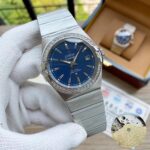 Omega Constellation Medium 18k Blue Steel Diamonds