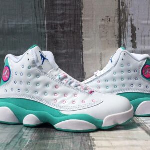 Air Jordan 13 Retro Aurora Green Teal DS Size 7Y GS 439358-100 White Soar Pink