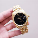Rolex Day-Date 41 JWF Fluted Bezel Black Dial Oyster Swiss