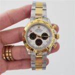 Rolex Daytona Chronograph 18k YG/SS Silver Dial Mens Watch Scrambled 116523