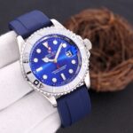 Rolex Yacht-Master Rose Gold 18 Carat Coasted Watch blue face silver white border
