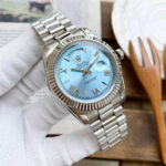 Rolex Day-Date 40mm President 18kt YG White Dial 228238 Bevelled Deconstructed ( Blue face silver strap)