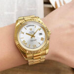 Rolex Day-Date 40mm President 18kt YG White Dial 228238 Bevelled Deconstructed (Gold strap with white face)