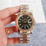 Rolex Datejust 41mm Demi Rose Gold Index Black Dial
