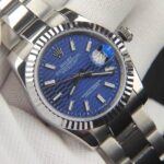 ROLEX STEEL DATEJUST 36MM OLIVE GREEN PALM JUBILEE WATCH 126234-0047 blue dial