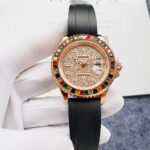 Rolex Yacht-Master 126655 40 18k Rose Gold Custom Pave Diamond Dial Custom Sapphires Bezel PreOwned BOX/PAPERS