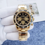 watch men rolex automatic nical movement watches 40MM Gold shell black face Rainbow Circle All Stainless Steel Super Bright Wristwatches montre e