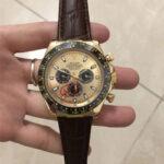 Rolex Cosmograph Daytona gold dial black bezel Oysterflex Strap Mens Everose Watch 116515LN 116515