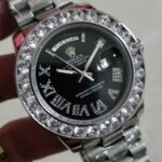Rolex Day-Date 36mm 1803 Black  silver white strap black dial Yellow Gold Presidential Bracelet