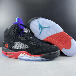 Nike Air Jordan 5 Top 3 Size 10.5 CZ1786–001 OG V Black Grape Fire Red