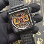 Tag Heuer MONACO CBL2188 CBL2184/2183 TAG Heuer Monaco Chronograph Leather Silicone Watch Strap 22mm black strap orange dial