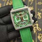 Tag Heuer MONACO CBL2188 CBL2184/2183 TAG Heuer Monaco Chronograph Leather Silicone Watch Strap  green wire 22mm
