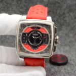 Mens Quartz Watch, 42mm Stainless Steel Designer Wristwatch, High Quality Wristwatches  red wire