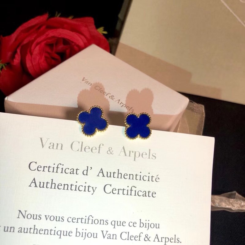 VAN Cleef u0026Arpels Van Cleef Yapper counter highest quality synchronization #VCA Four-leaf clover earrings electroplated thick gold super color protection exquisite workmanship hits hot products real shot original 1:1 created hot products ..9 - Image 5